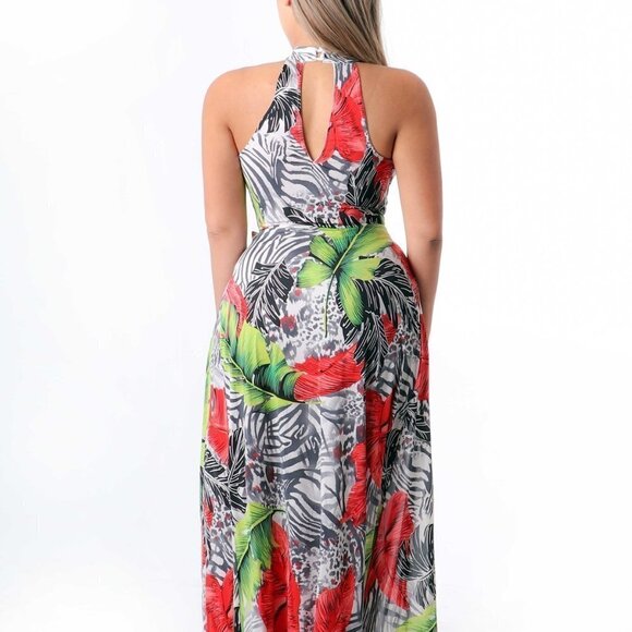 SEXY Wrap Style V neck Belted Sleeveless Maxi - Picture 3 of 6